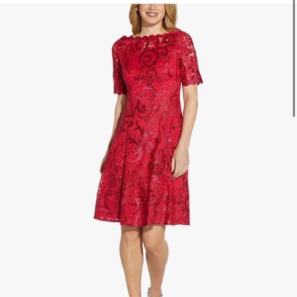 NWT Adrianna Papell Women's Embroidered Lace Midi Dress - Picture 1 of 5